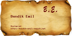 Bendik Emil névjegykártya
